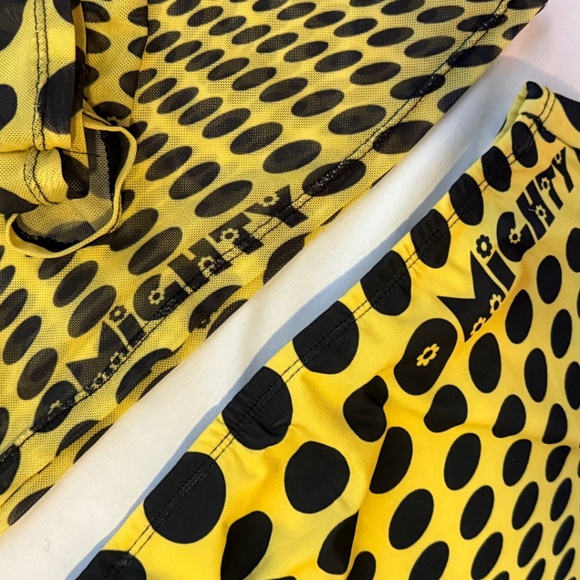 O-Mighty Yellow Black Dot Mesh Two-Piece Coorrd Set - Picture 3 of 6